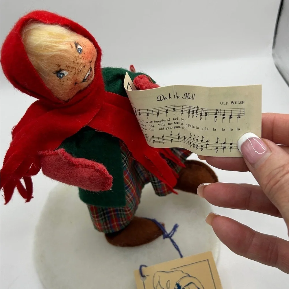 Annalee Doll with Red Scarf and Plaid Skirt